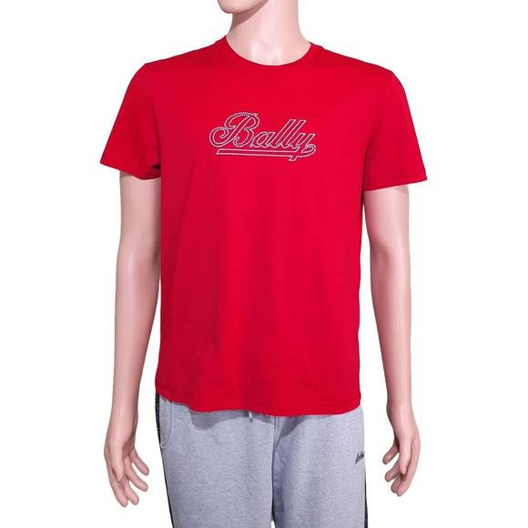 NEW BALLY women's studs graphic logo t-shirt in red